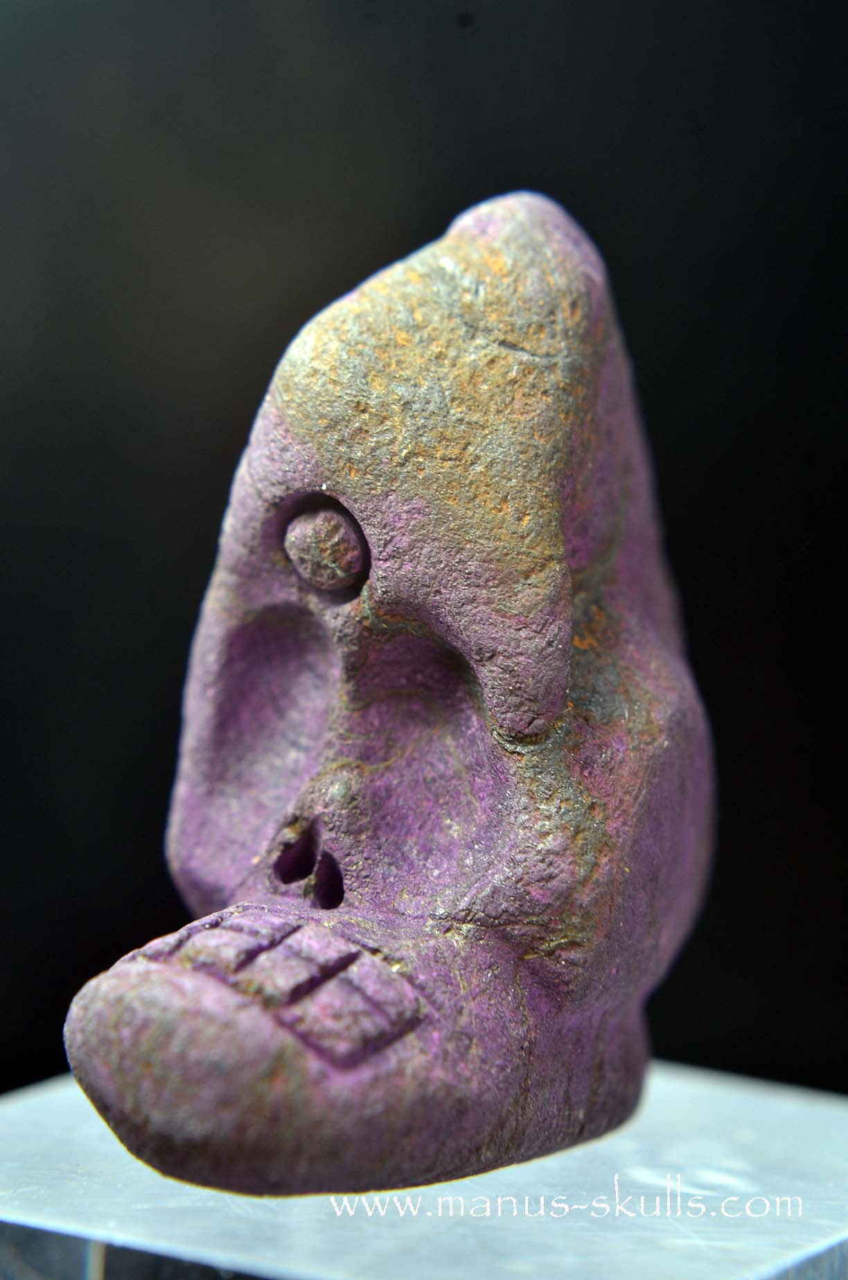 Manus skulls unique Crystal Carvings handmade skulls dragons pendants preseli bluestone tribals spiritual meaning wand Unicorn .. Evolian 2025 purpurite