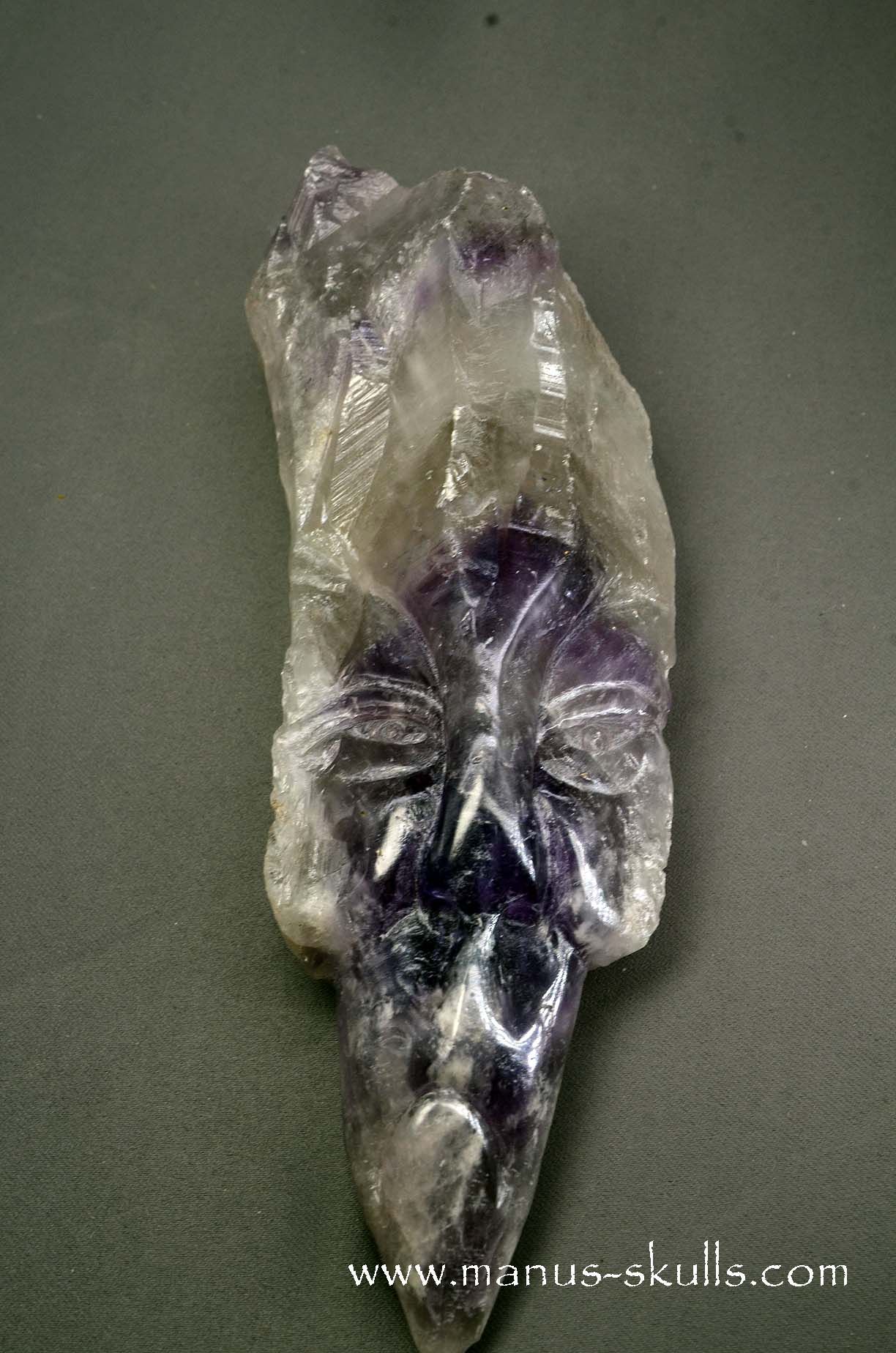 Manus skulls unique Crystal Carvings handmade skulls dragons pendants preseli bluestone tribals spiritual meaning wand Unicorn .. phantom amethyst