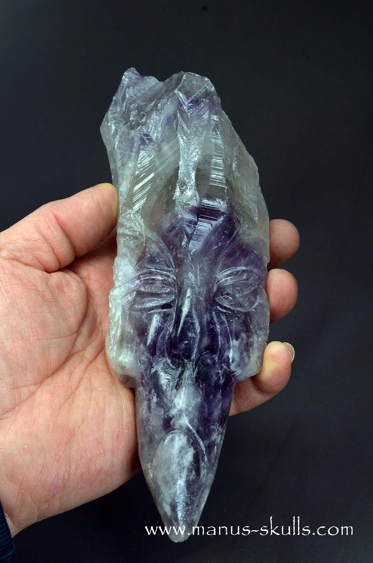 Manus skulls unique Crystal Carvings handmade skulls dragons pendants preseli bluestone tribals spiritual meaning wand Unicorn .. phantom amethyst