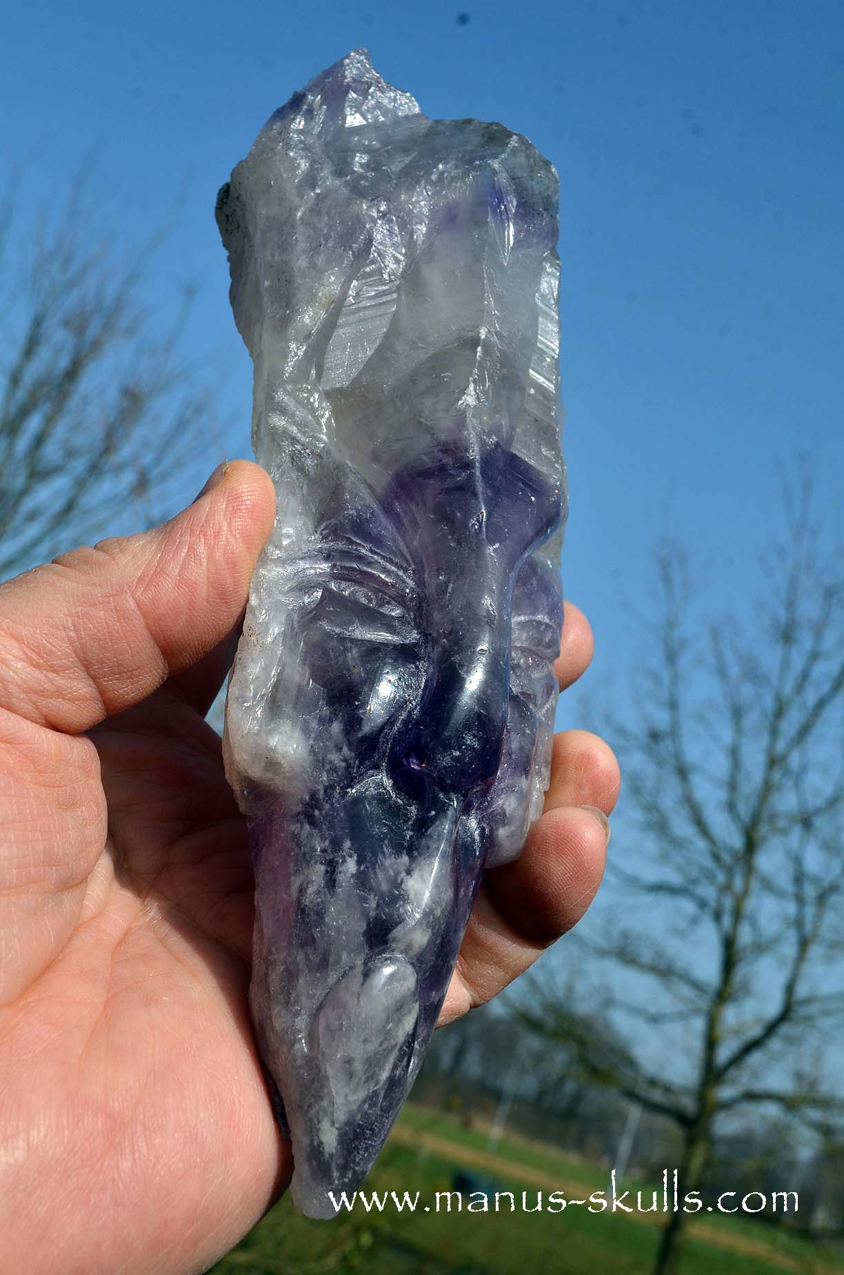 Manus skulls unique Crystal Carvings handmade skulls dragons pendants preseli bluestone tribals spiritual meaning wand Unicorn .. phantom amethyst