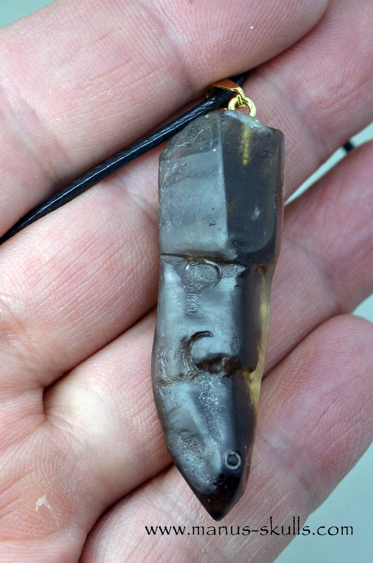 Smokey Quartz Whistler Face Pendant