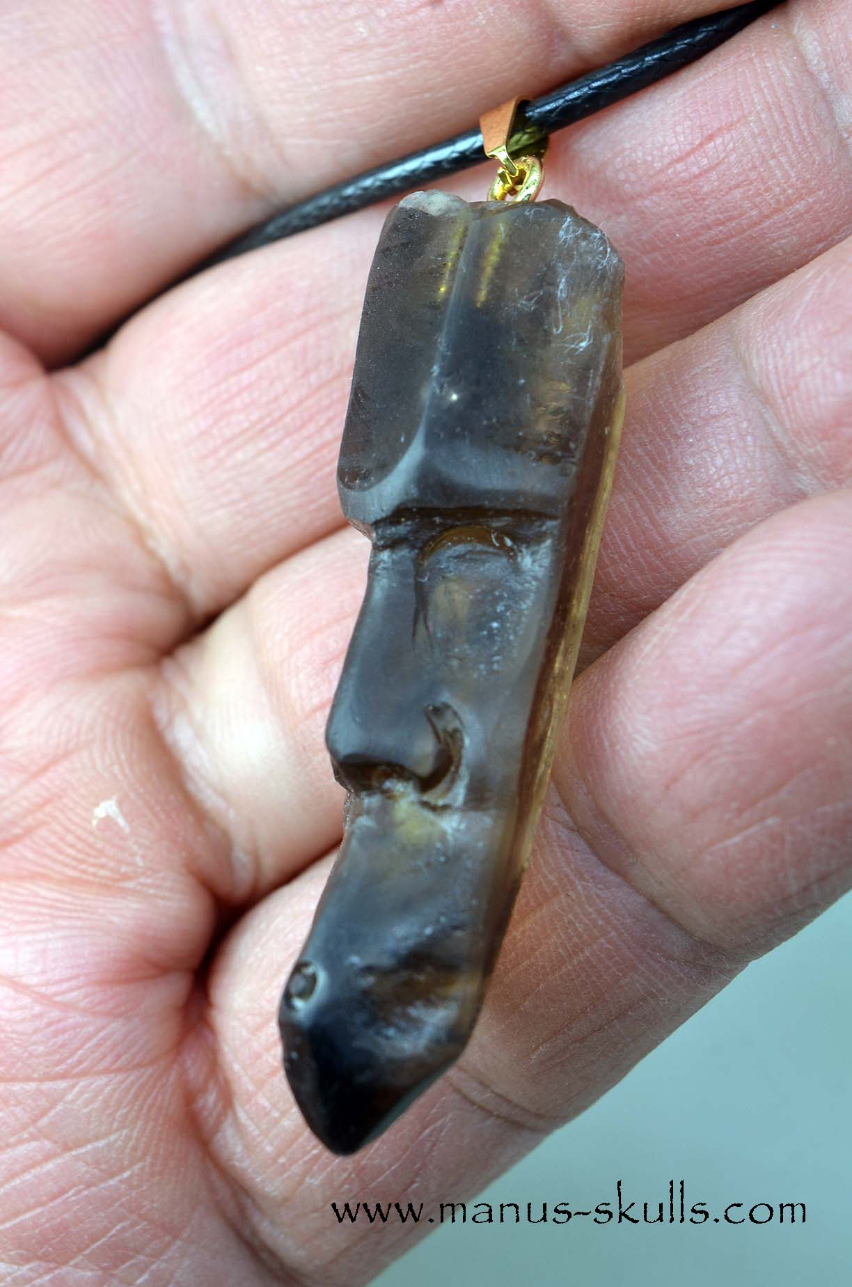 Smokey Quartz Whistler Face Pendant