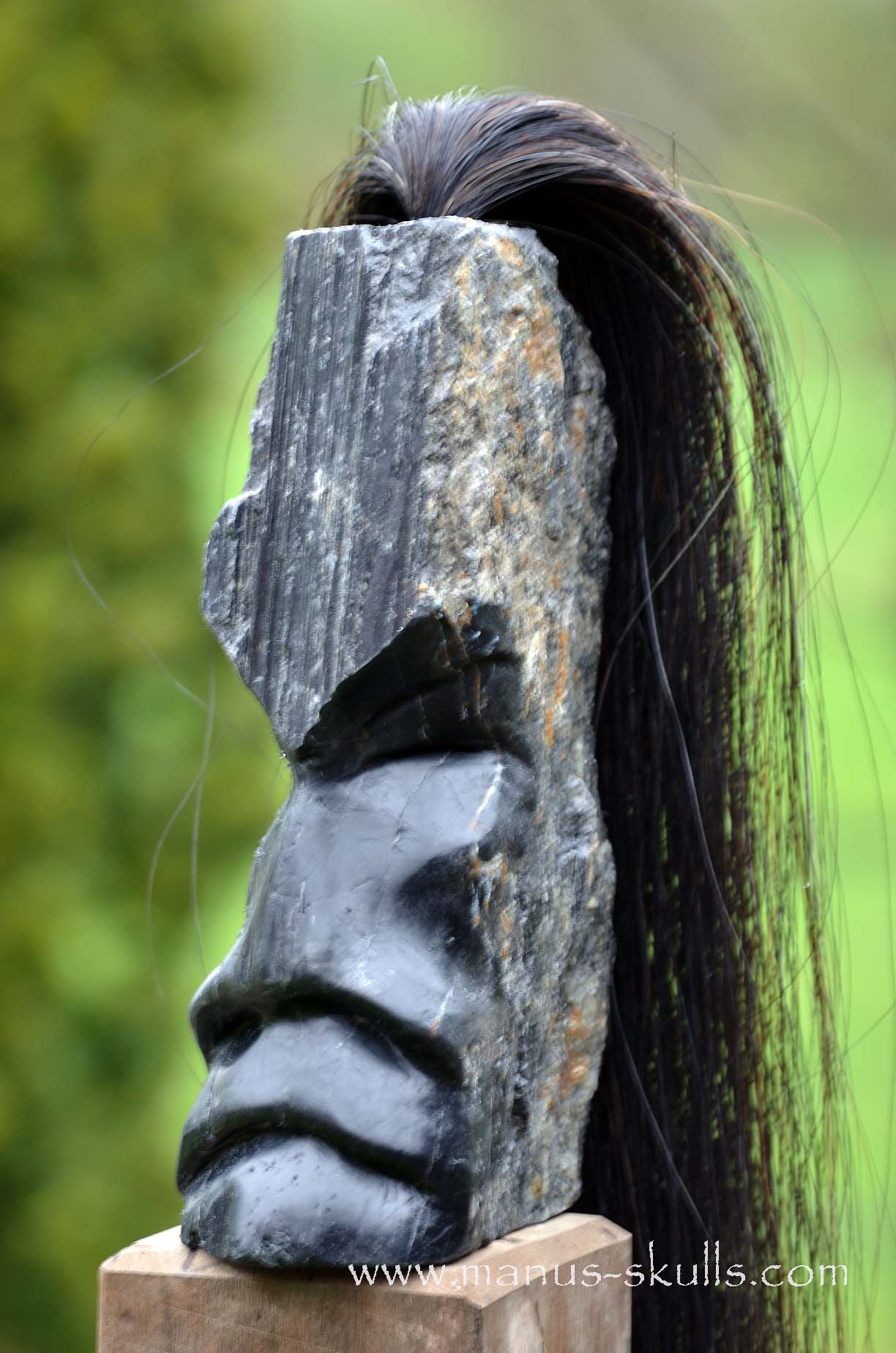 Black Tourmaline Tribal Skull #007