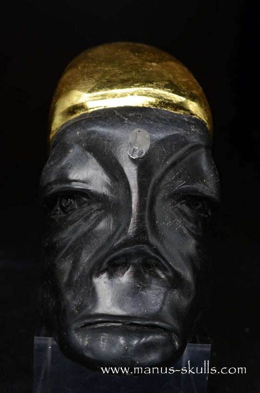 Manus skulls unique Crystal Carvings handmade skulls dragons pendants preseli bluestone tribals spiritual meaning wand Unicorn .. starlight being basalt gold leaf Herkimer diamond