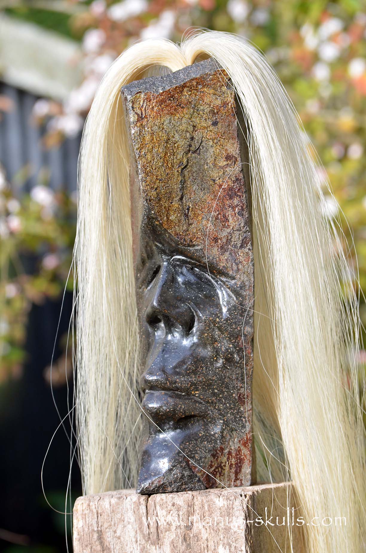 Hexagonal Basalt Tribal Skull #77