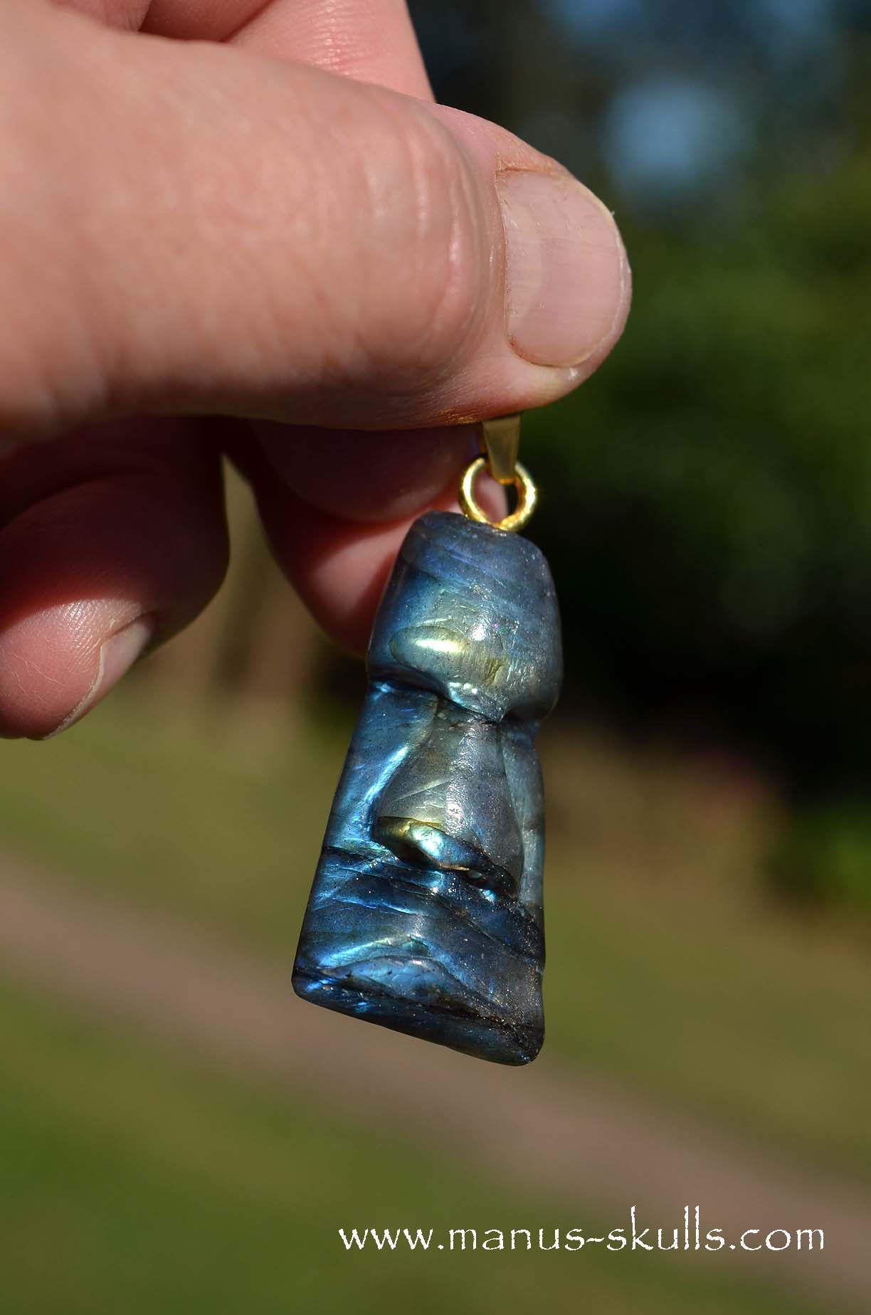 Shiny Labradorite Tribal Pendant