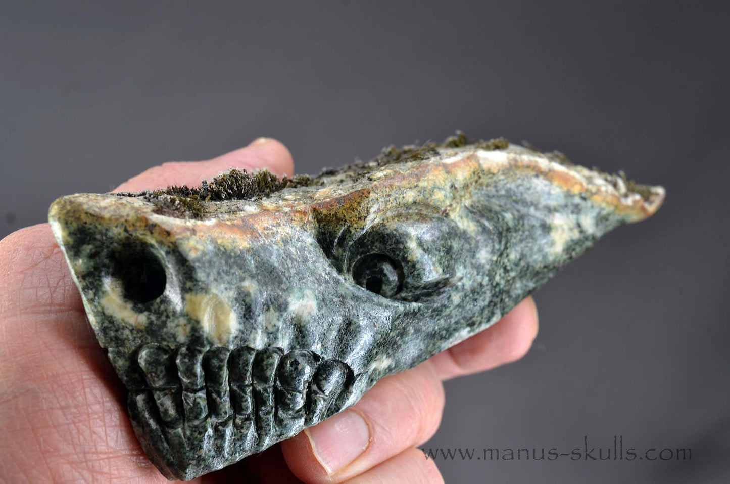 Preseli Bluestone Dragon with living moss on top.