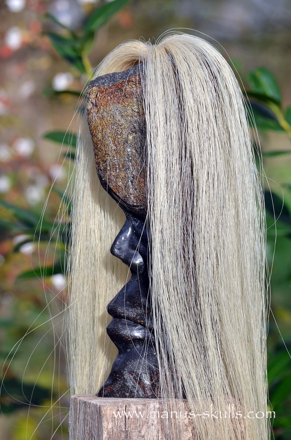 Hexagonal Basalt Tribal Skull #77