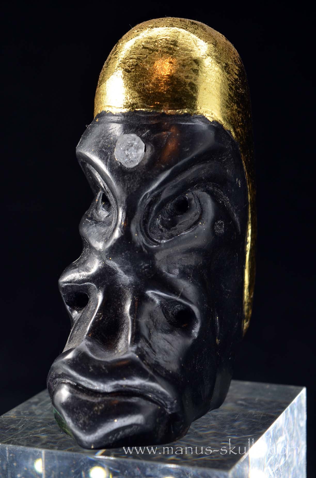 Manus skulls unique Crystal Carvings handmade skulls dragons pendants preseli bluestone tribals spiritual meaning wand Unicorn .. starlight being basalt gold leaf Herkimer diamond