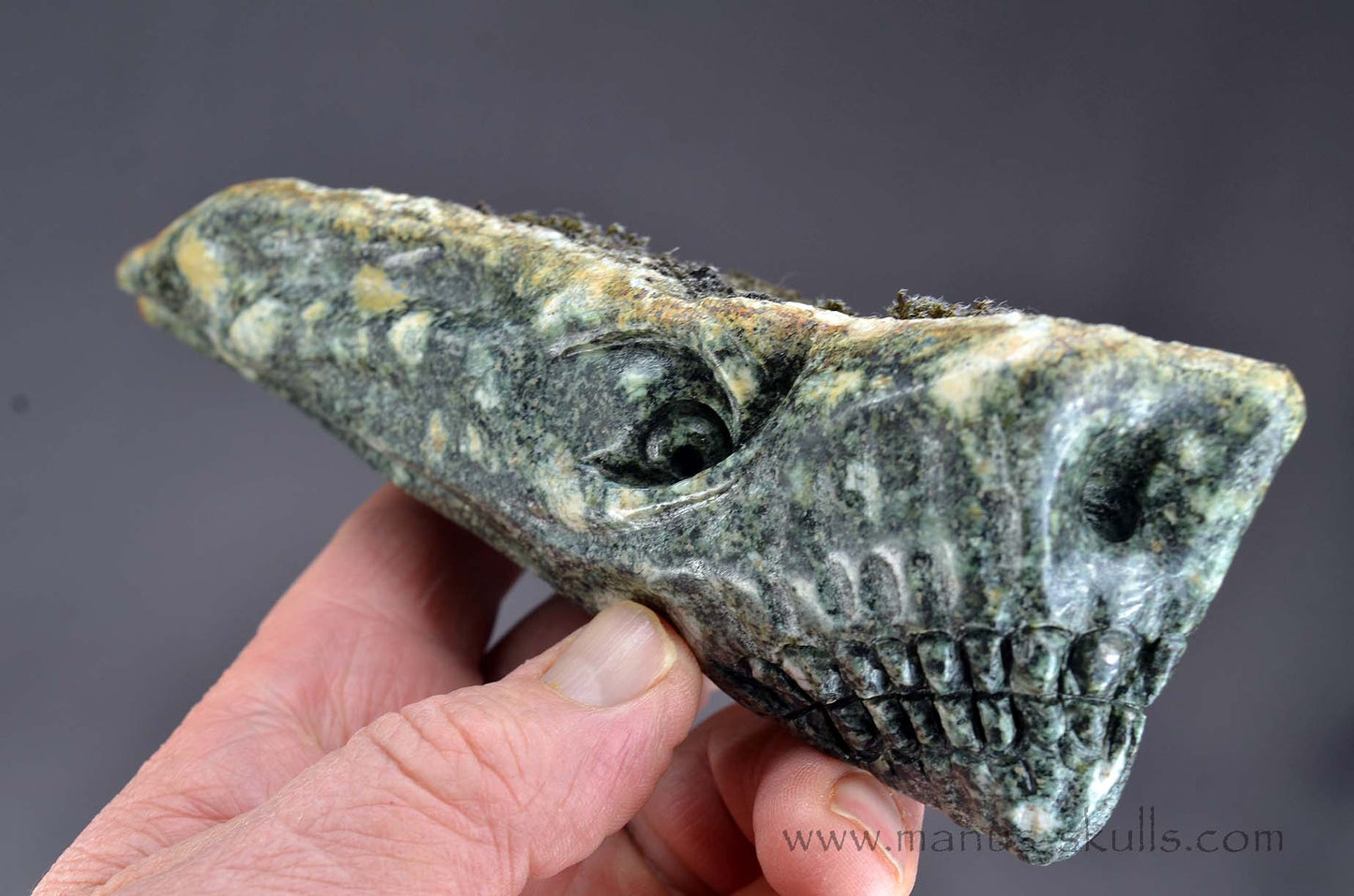 Preseli Bluestone Dragon with living moss on top.