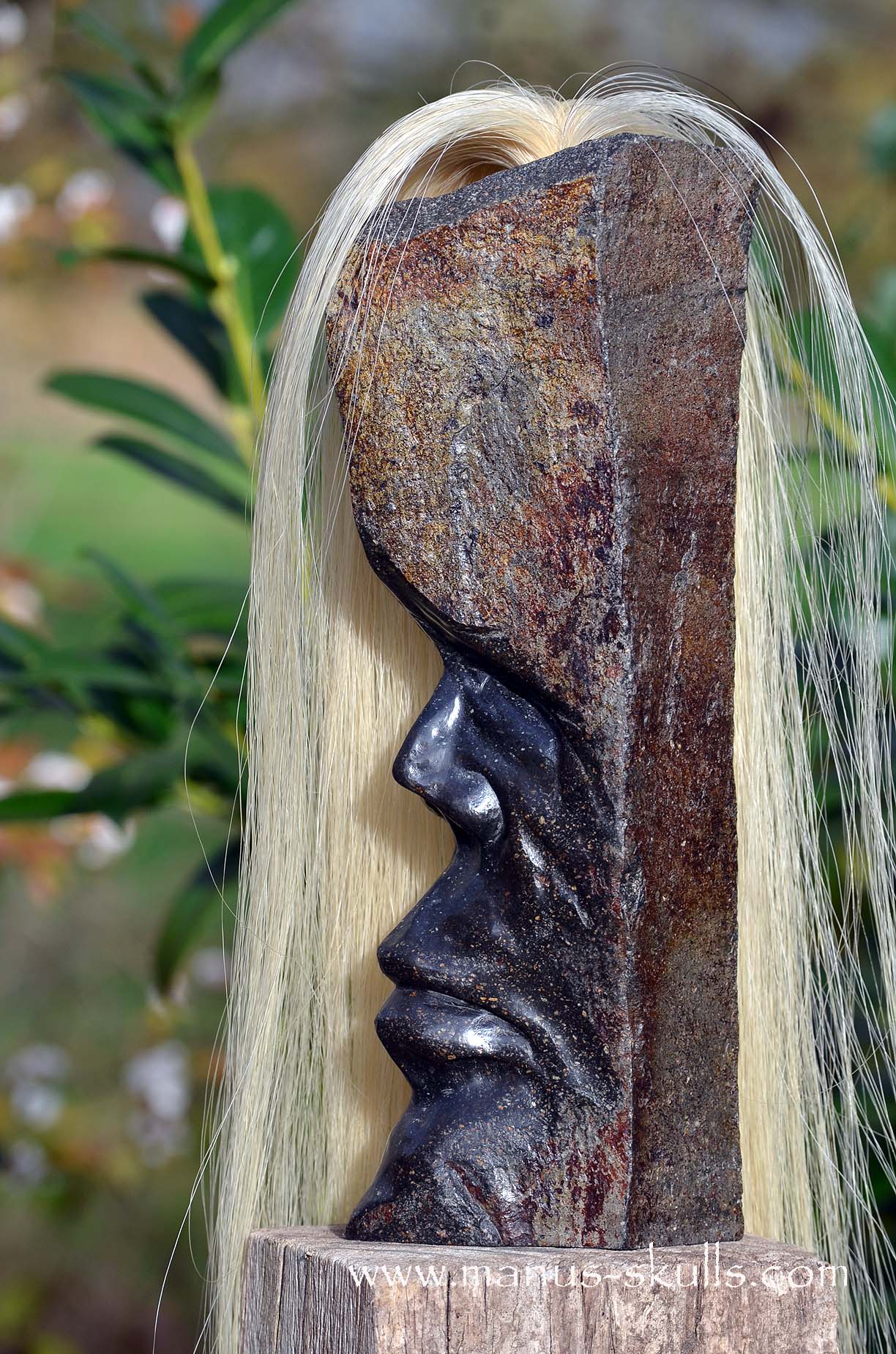 Hexagonal Basalt Tribal Skull #77