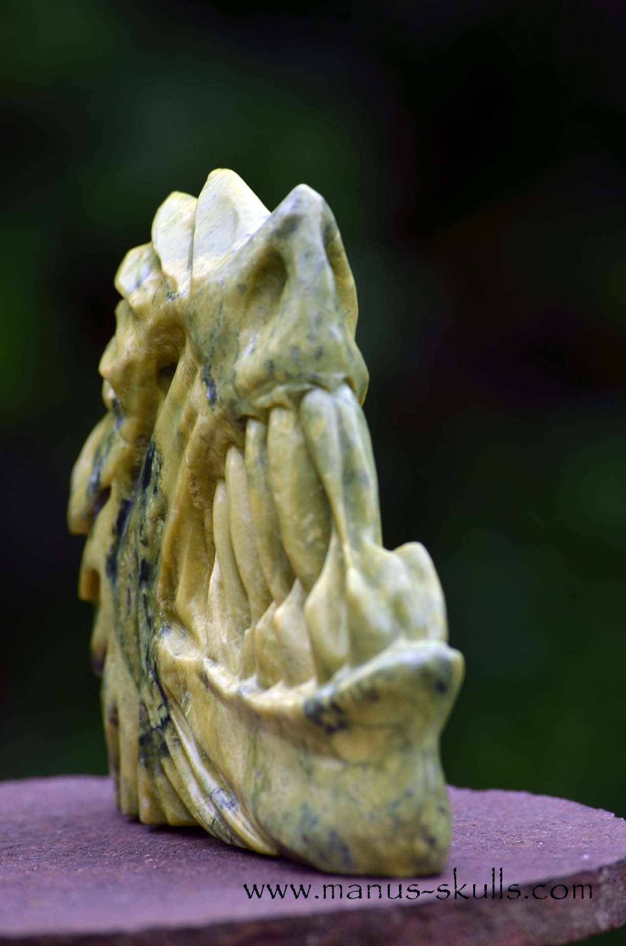 Manus skulls unique Crystal Carvings handmade skulls dragons pendants preseli bluestone tribals spiritual meaning wand Unicorn .. jade serpentine noble healerite