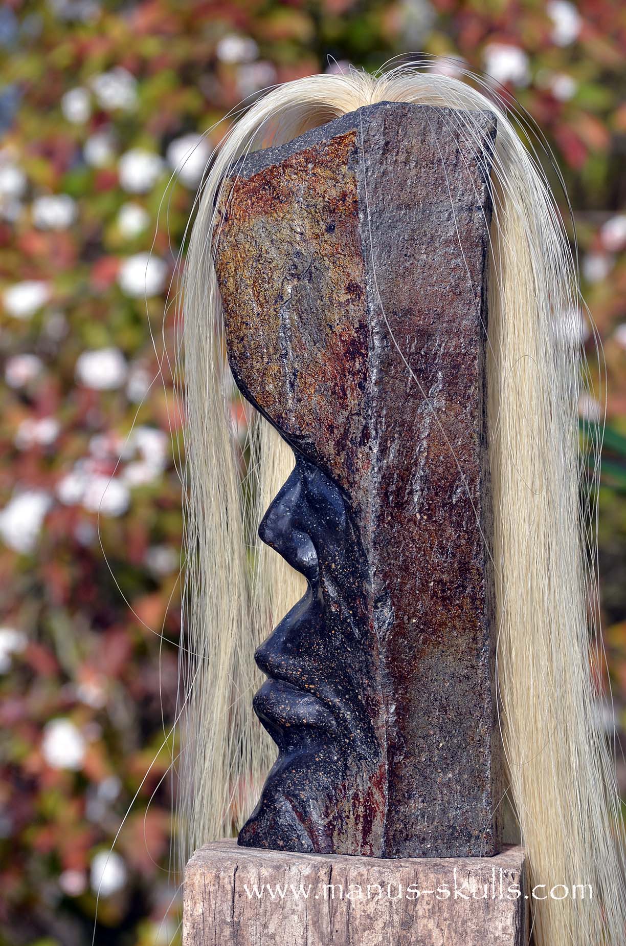 Hexagonal Basalt Tribal Skull #77