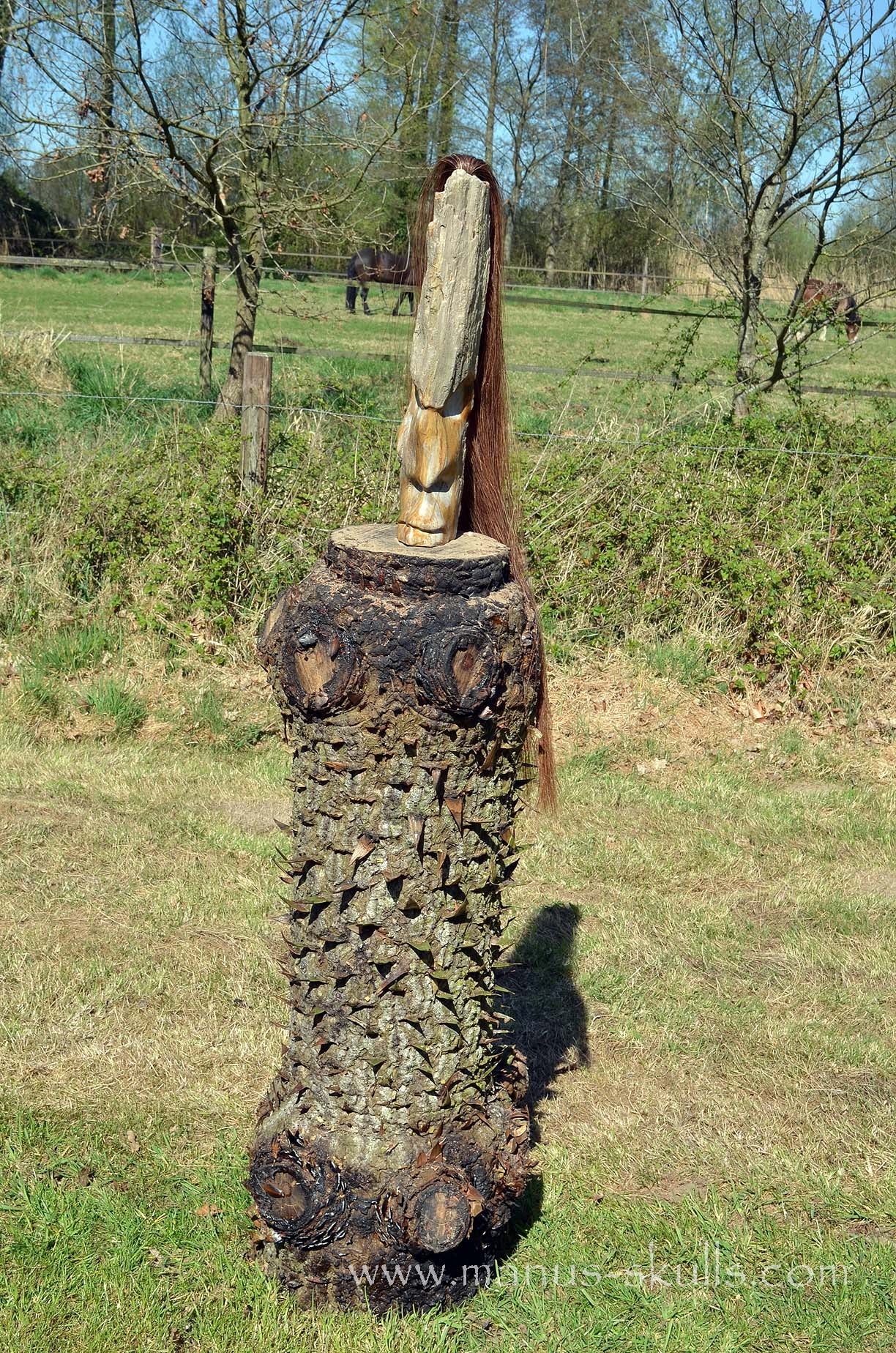 Petrified Wood Tribal Statue #008