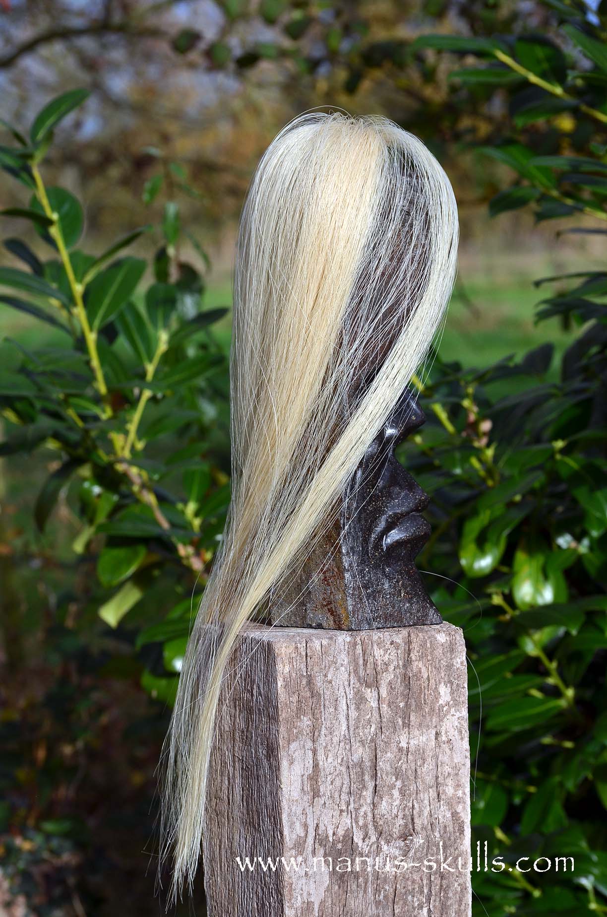 Hexagonal Basalt Tribal Skull #77