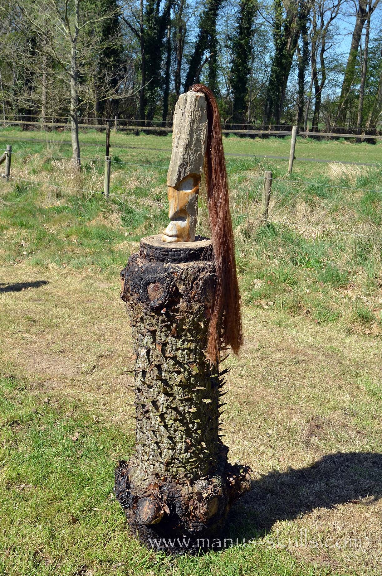 Petrified Wood Tribal Statue #008