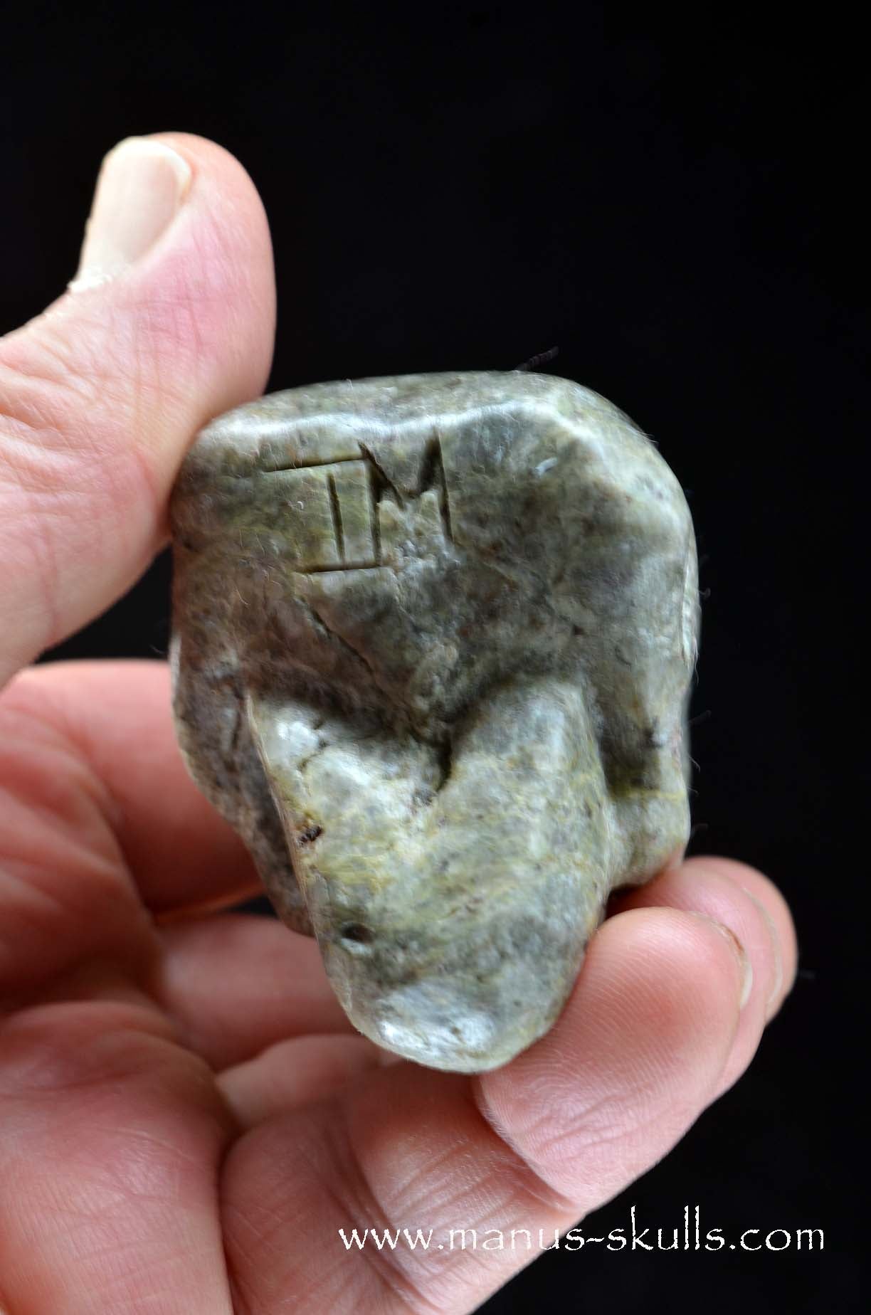 Fluorite in Barite Toothless Conehead Skull