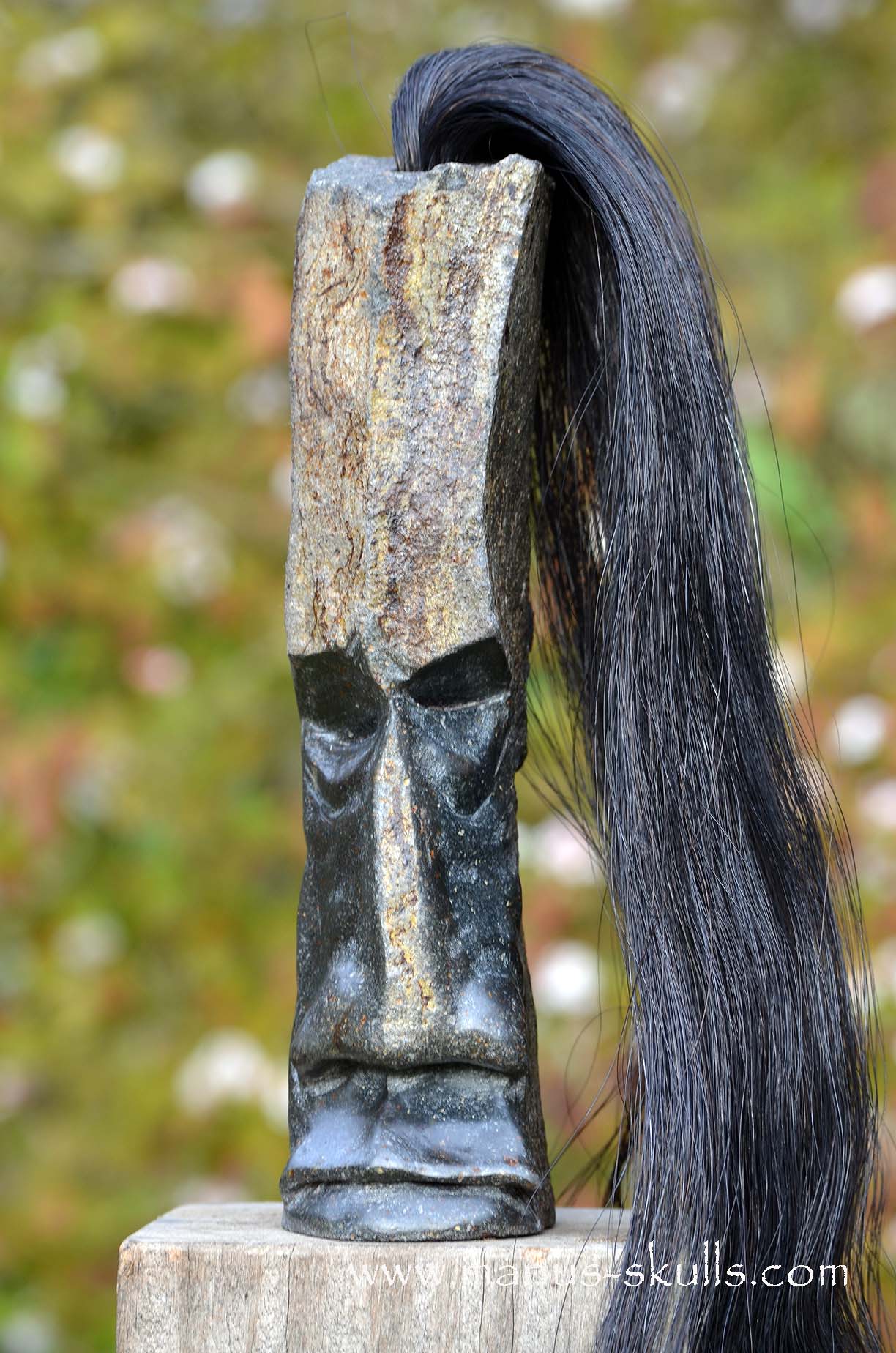 Hexagonal Basalt Tribal Skull #73