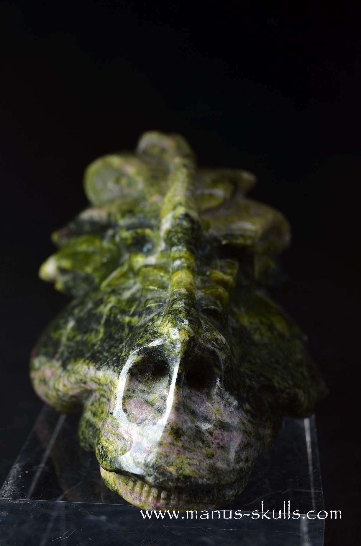 Manus skulls unique Crystal Carvings handmade skulls dragons pendants preseli bluestone tribals spiritual meaning wand Unicorn .. lizardite magnesite norwegian serpentine