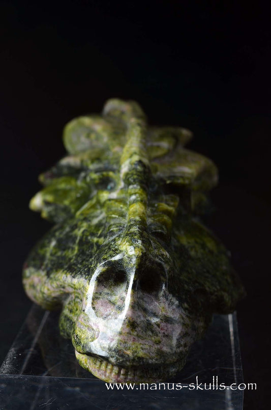 Manus skulls unique Crystal Carvings handmade skulls dragons pendants preseli bluestone tribals spiritual meaning wand Unicorn .. lizardite magnesite norwegian serpentine