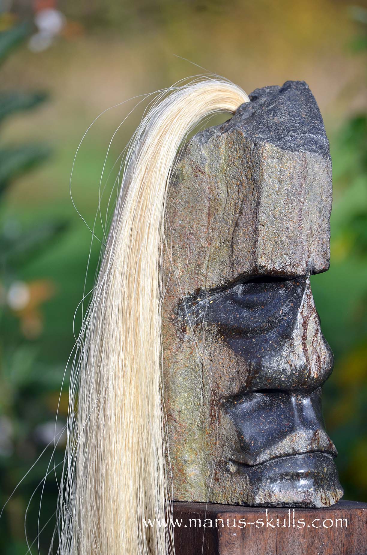 Hexagonal Basalt Tribal Skull #76