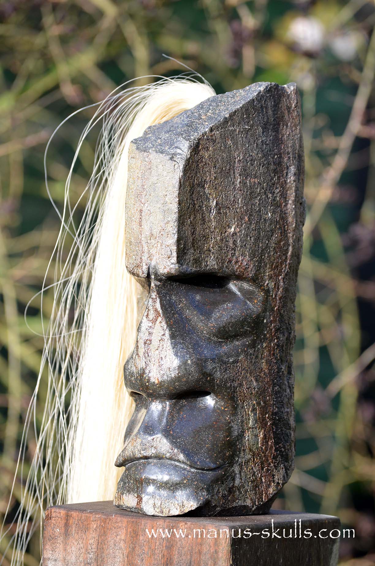 Hexagonal Basalt Tribal Skull #76