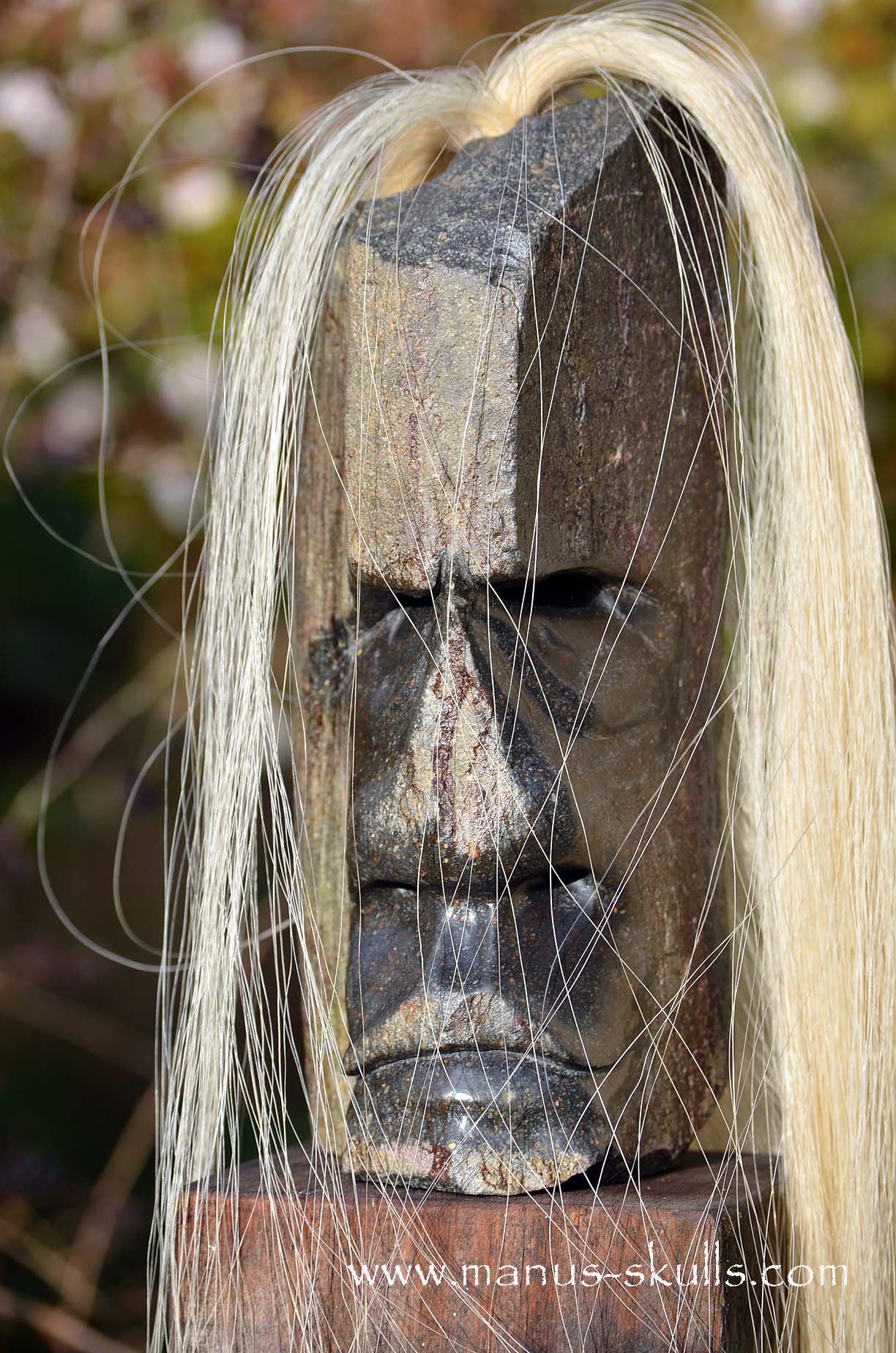 Hexagonal Basalt Tribal Skull #76