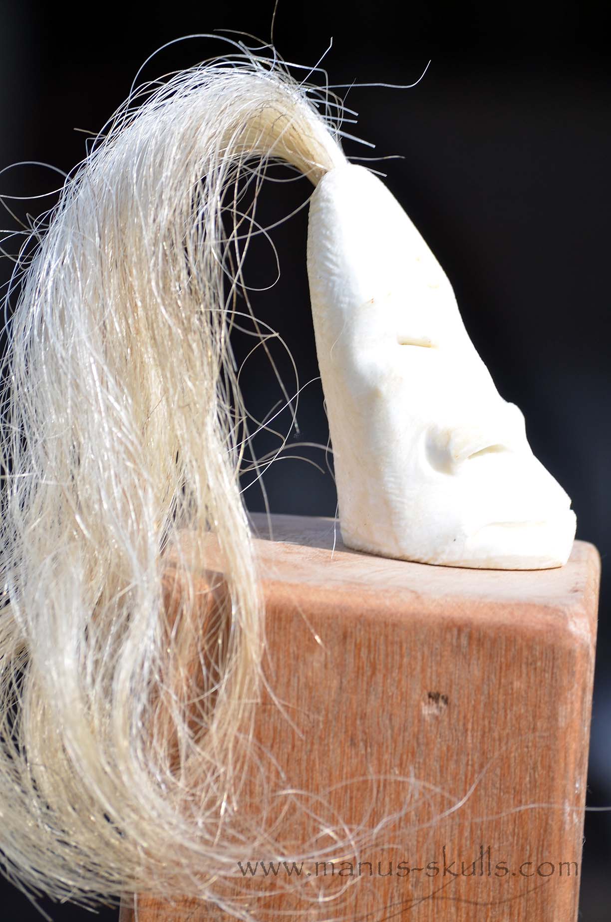 White Steatite Tribal Skull Spiral  #025