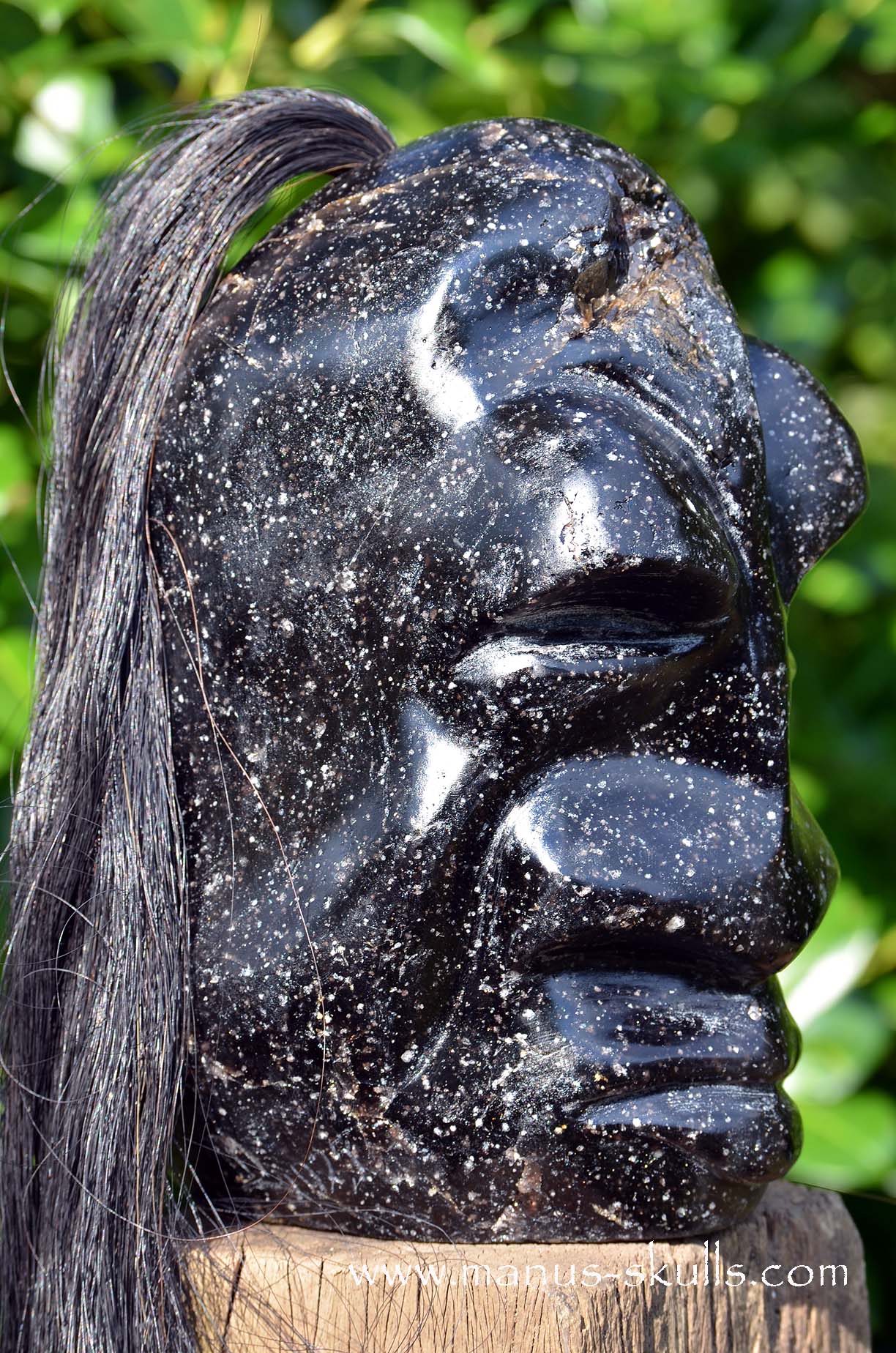 Spiderweb Obsidian Tribal Skull Chief #068