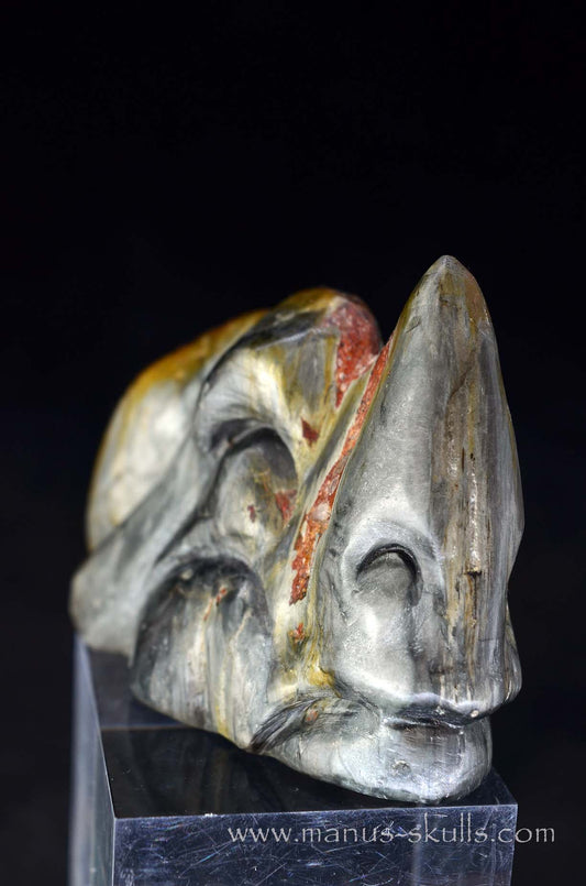 Manus skulls unique Crystal Carvings handmade skulls dragons pendants preseli bluestone tribals spiritual meaning wand Unicorn ..  eagle eye quartz