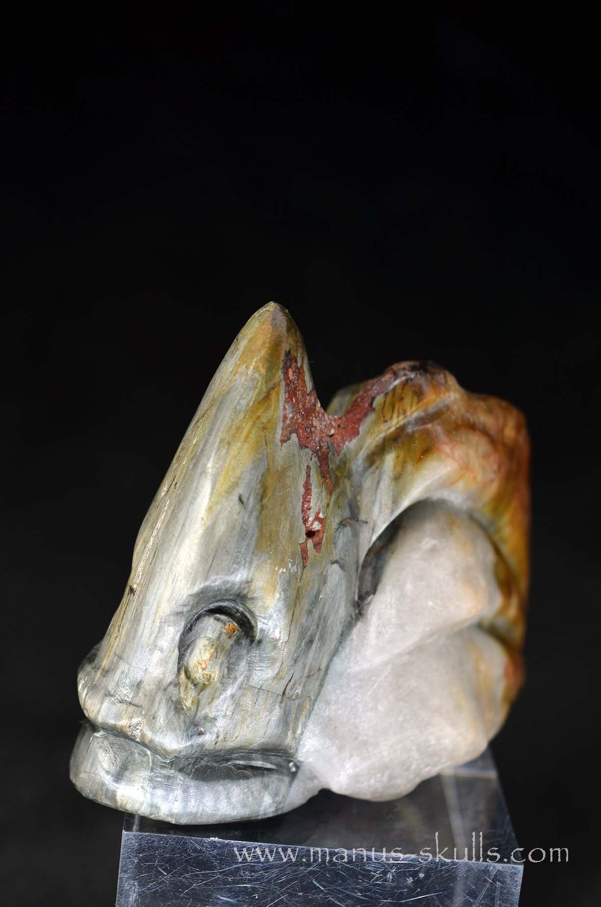 Manus skulls unique Crystal Carvings handmade skulls dragons pendants preseli bluestone tribals spiritual meaning wand Unicorn ..  eagle eye quartz