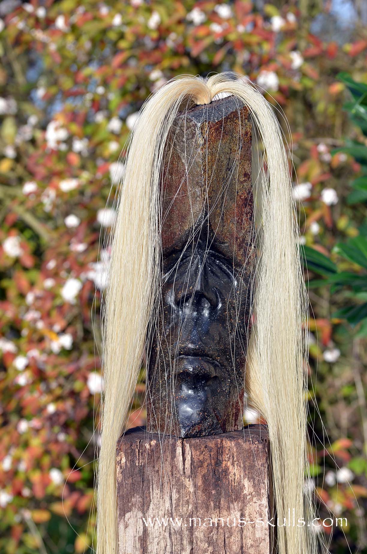 Hexagonal Basalt Tribal Skull #77