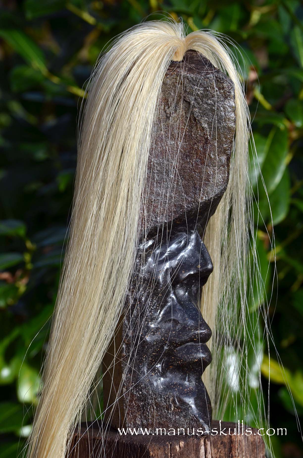 Hexagonal Basalt Tribal Skull #77