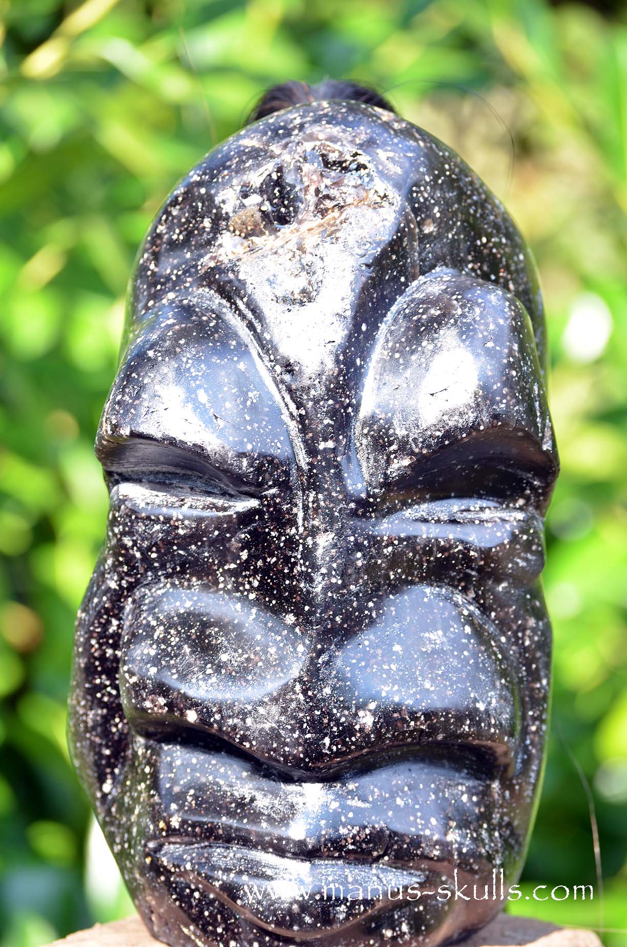 Spiderweb Obsidian Tribal Skull Chief #068