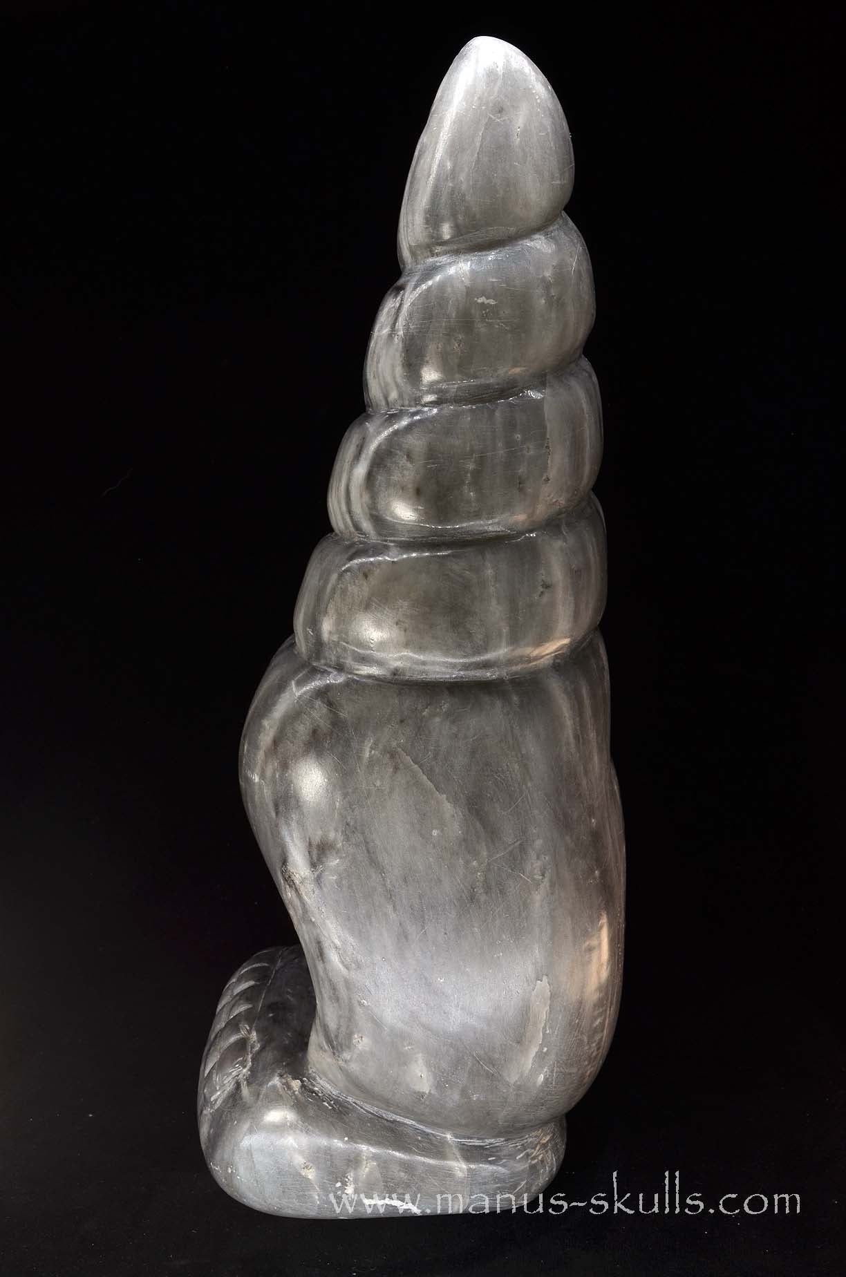 Large Black Chinese Steatite Spiral Tower Evolian #005