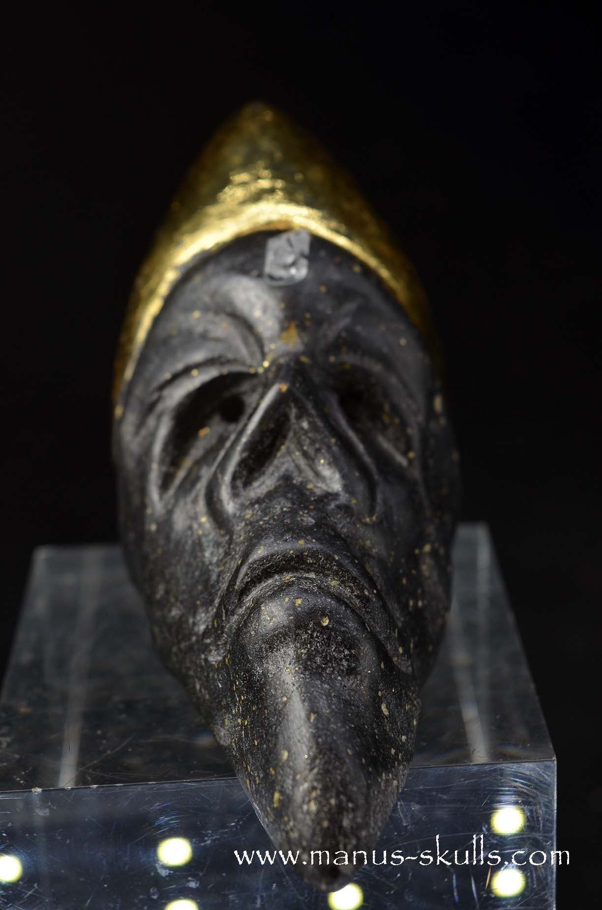 Manus skulls unique Crystal Carvings handmade skulls dragons pendants preseli bluestone tribals spiritual meaning wand Unicorn .. starlight being basalt gold leaf Herkimer diamond