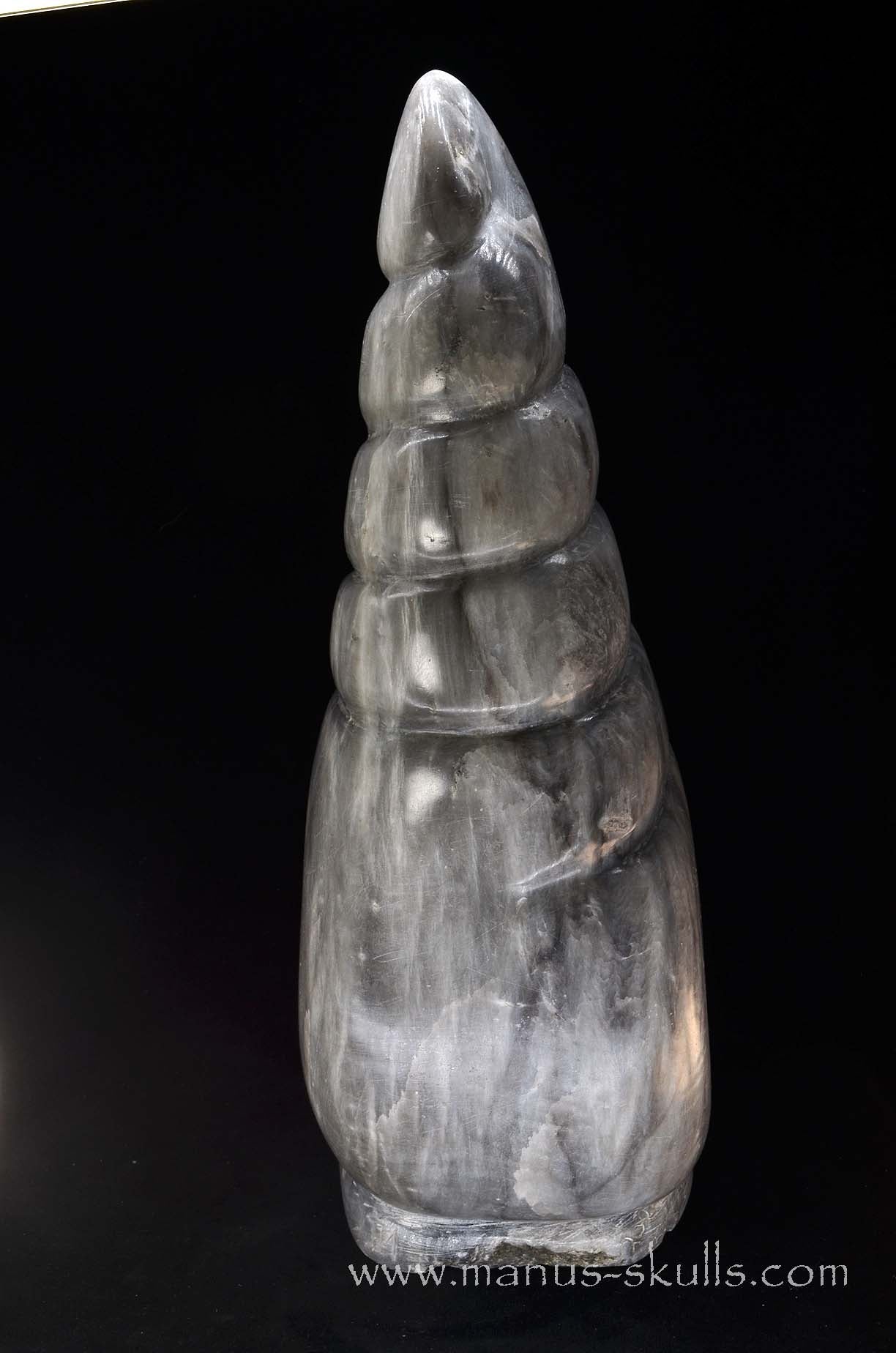 Large Black Chinese Steatite Spiral Tower Evolian #005