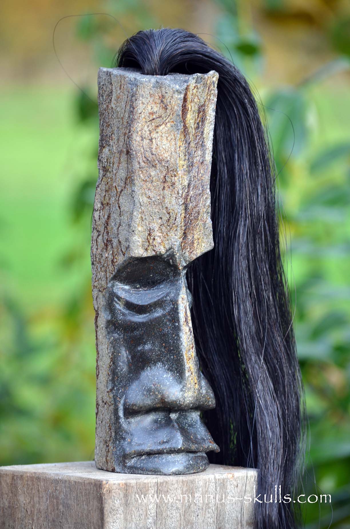 Hexagonal Basalt Tribal Skull #73