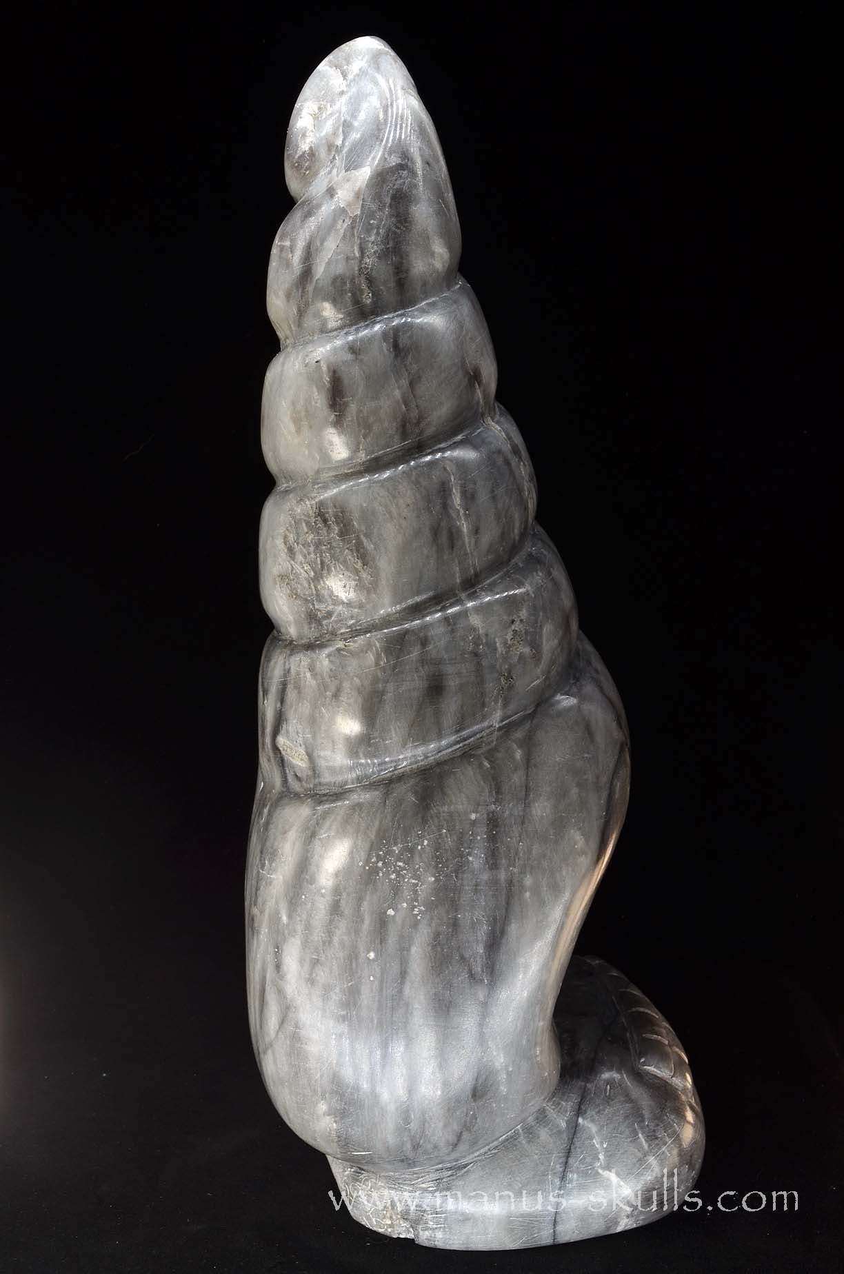 Large Black Chinese Steatite Spiral Tower Evolian #005