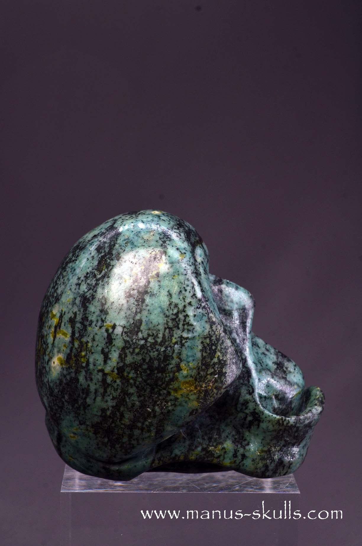 Toothless Green Snakeskin Jasper Skull