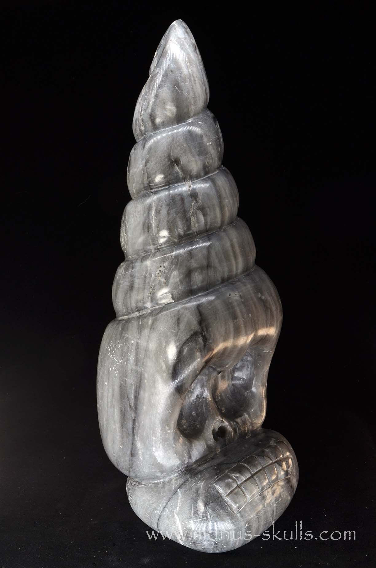 Large Black Chinese Steatite Spiral Tower Evolian #005