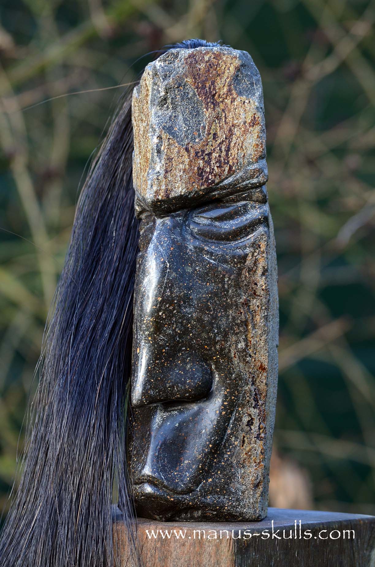 Hexagonal Basalt Tribal Skull #75