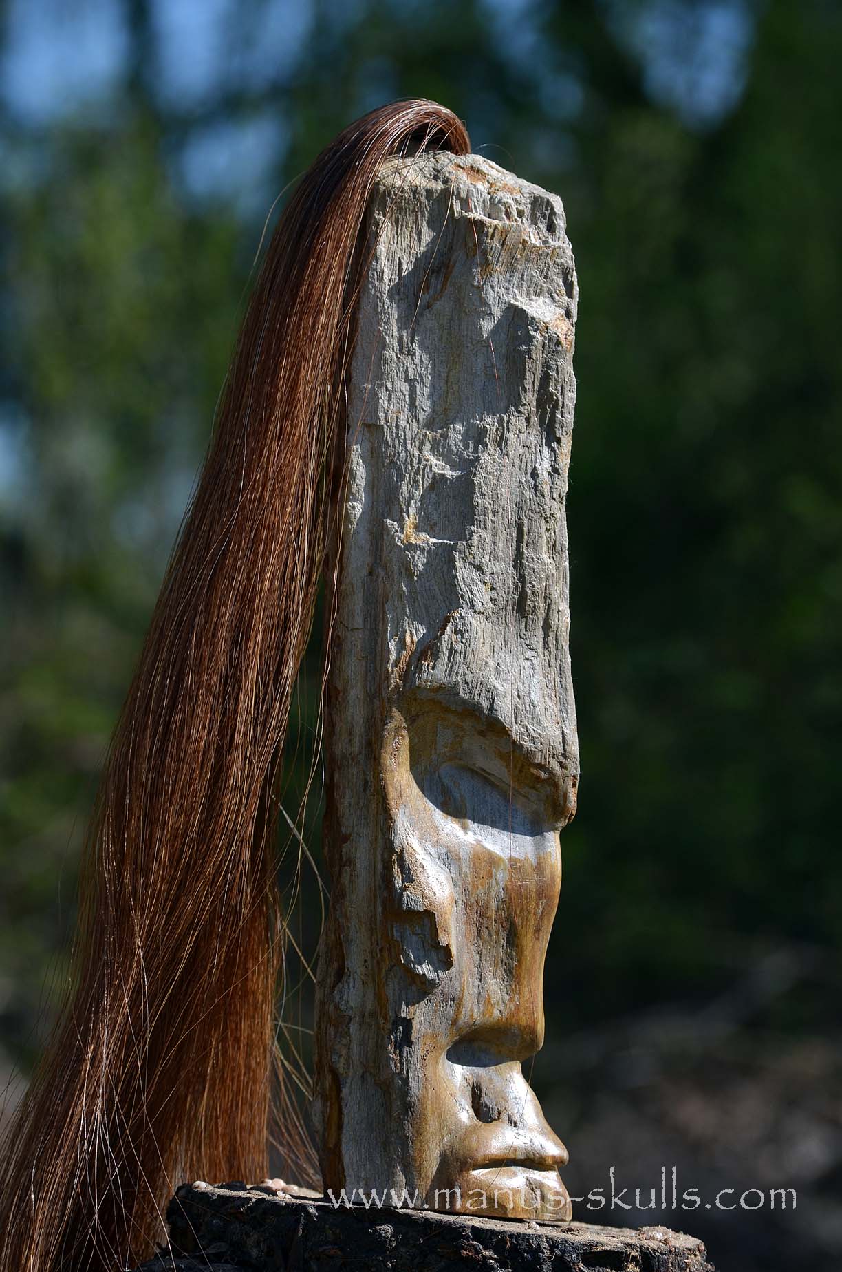 Petrified Wood Tribal Statue #008