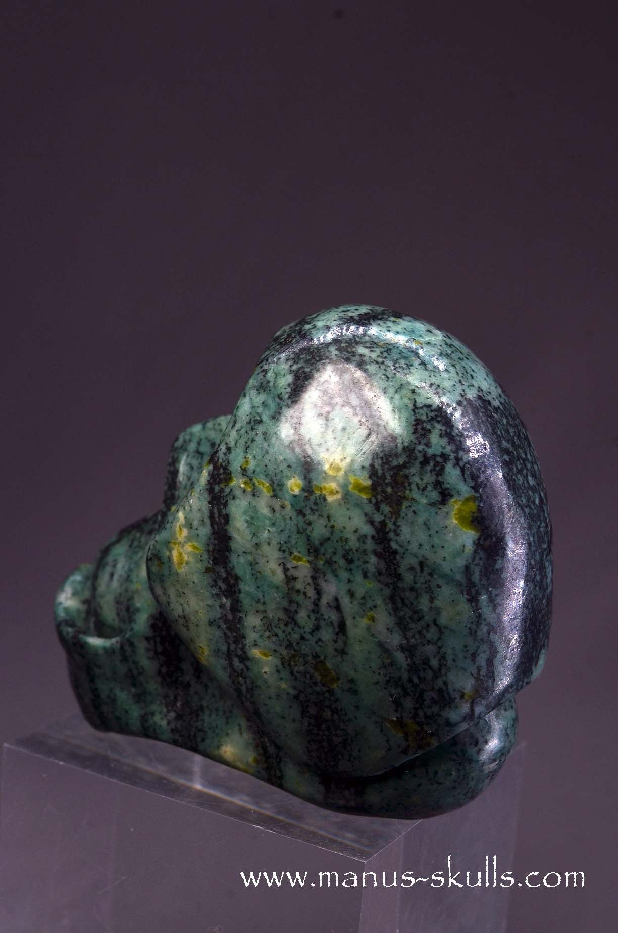 Toothless Green Snakeskin Jasper Skull