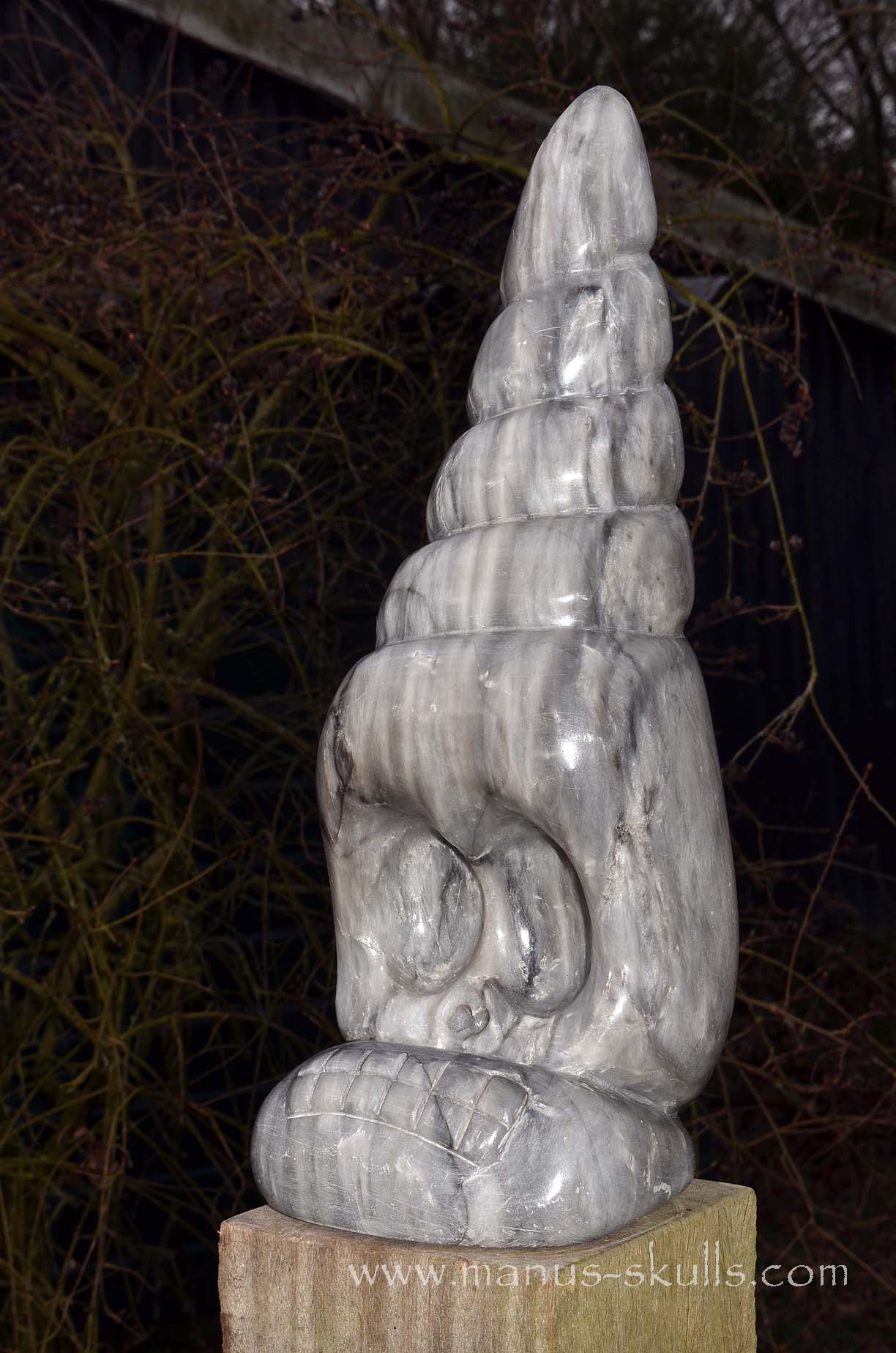 Large Black Chinese Steatite Spiral Tower Evolian #005