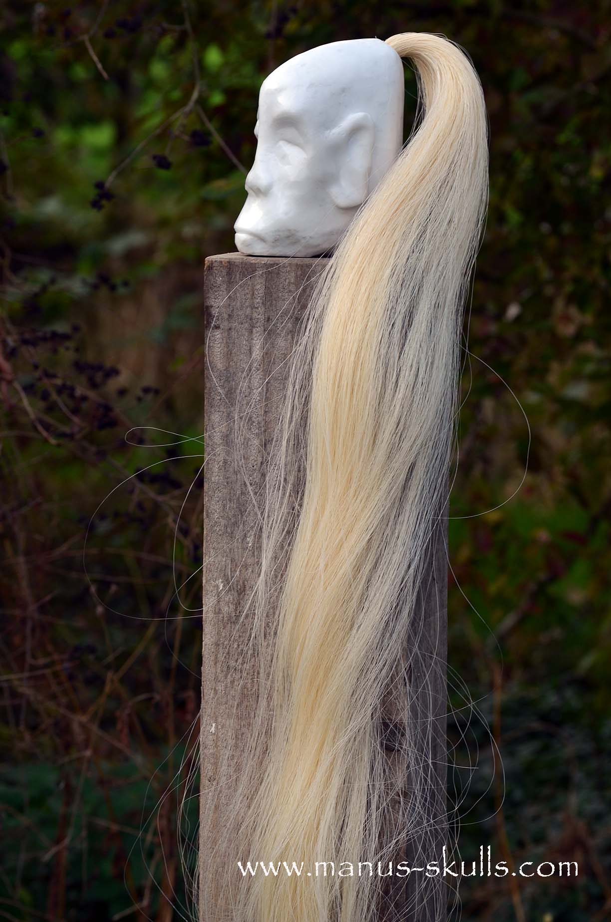 Peaceful White German Barite Tribal Skull Face.
