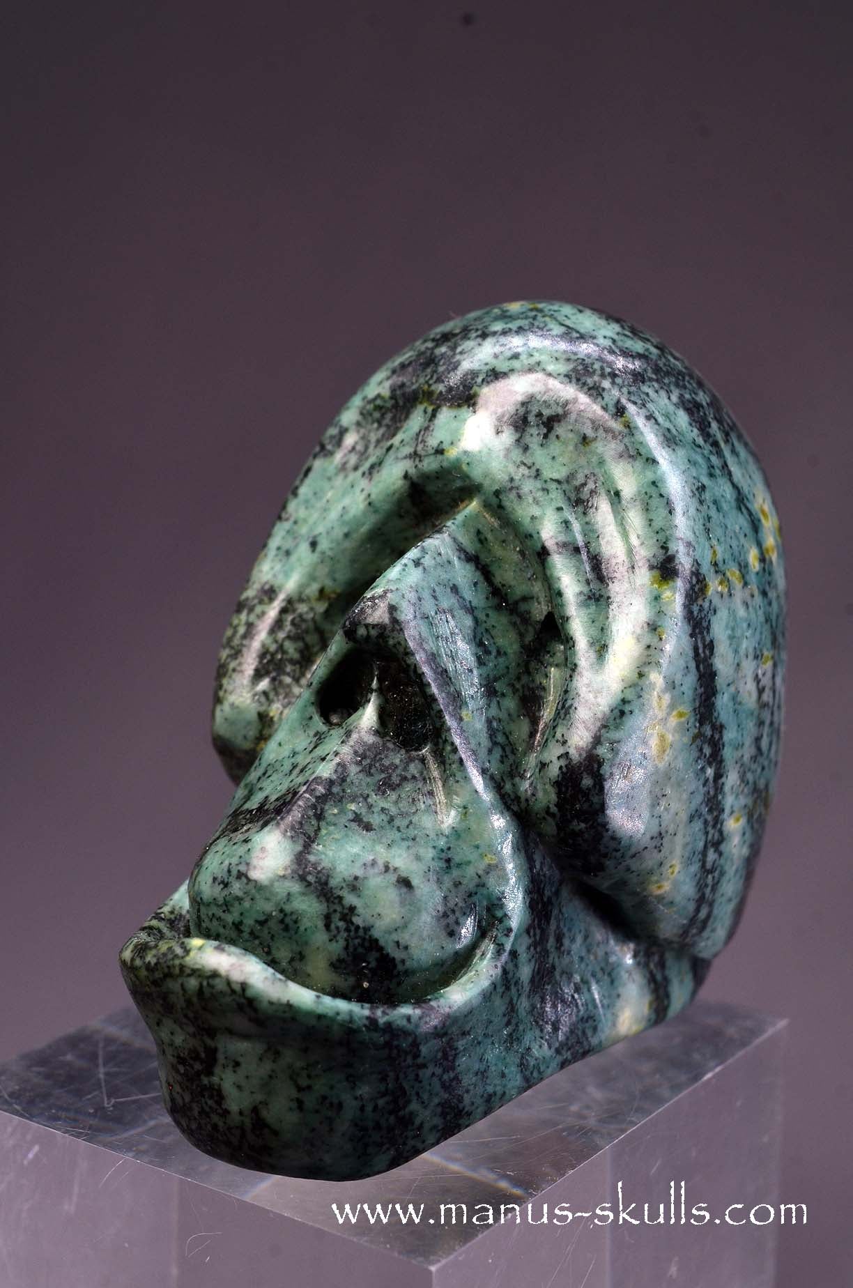 Toothless Green Snakeskin Jasper Skull