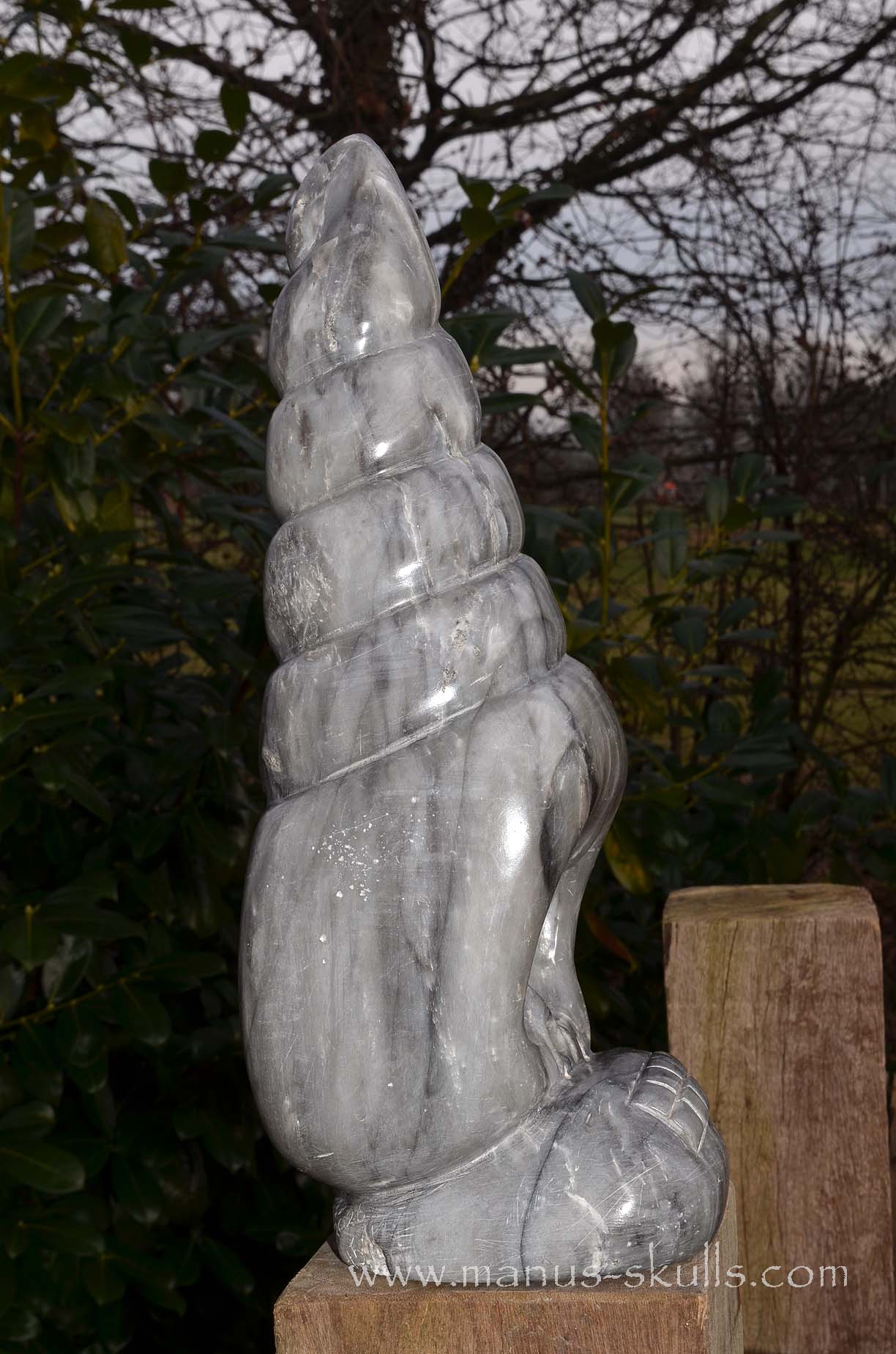 Large Black Chinese Steatite Spiral Tower Evolian #005