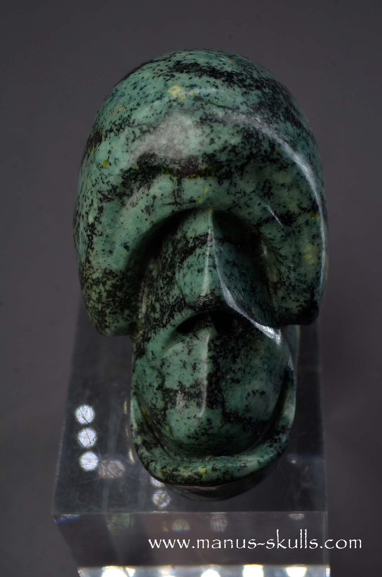 Toothless Green Snakeskin Jasper Skull