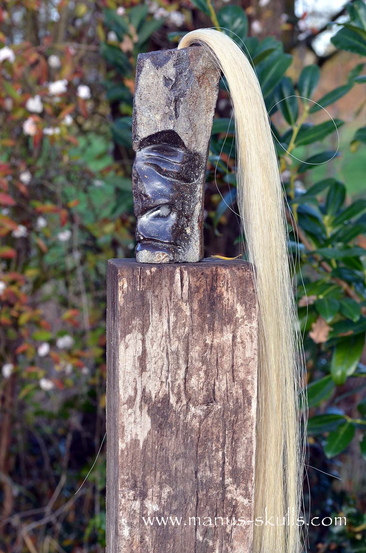 Hexagonal Basalt Tribal Skull #74